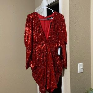 Sparkly red sequence short dress